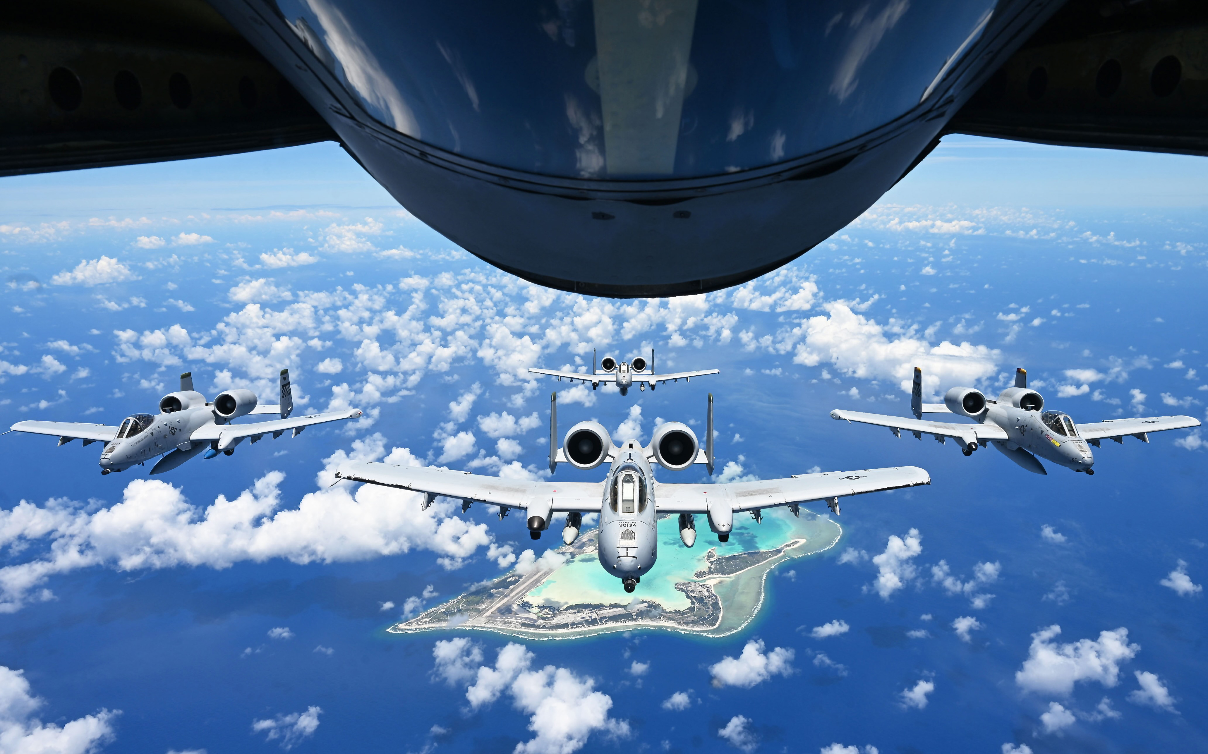 US Air Force A-10 Thunderbolt II formation flight over Wake Island - June 2025
