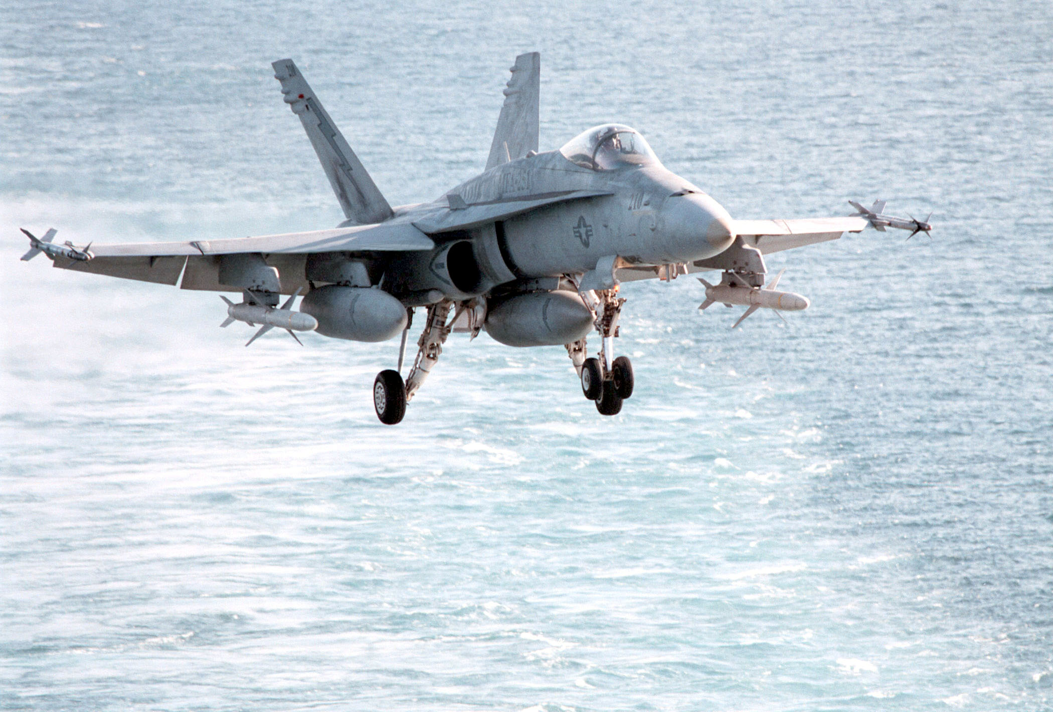 US Navy 980206 N-8982D 003 F A-18 Hornet on final approach for a carrier landing