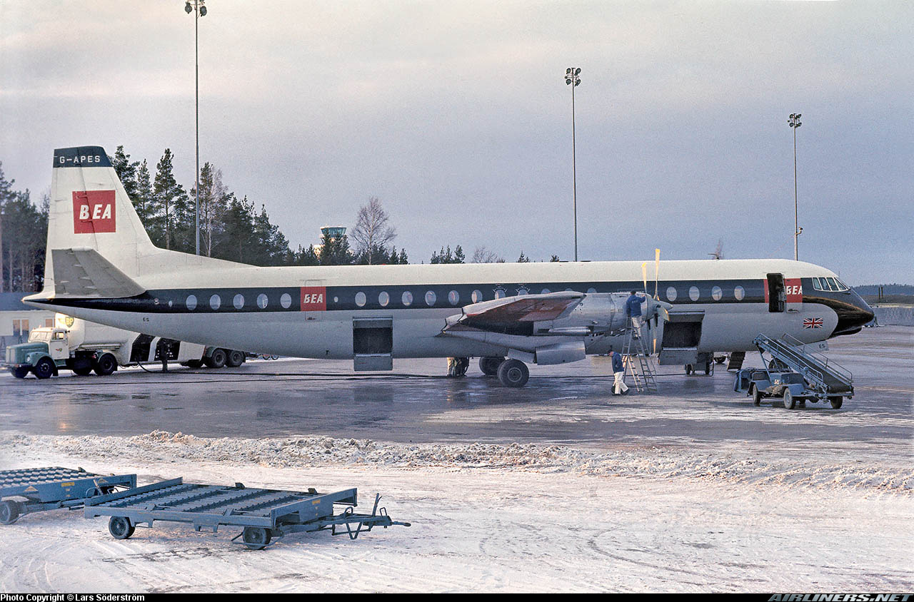 Vickers Vanguard G APES de BEA (serie Type 953) en Estocolmo Arlanda, 1 de marzo de 1968