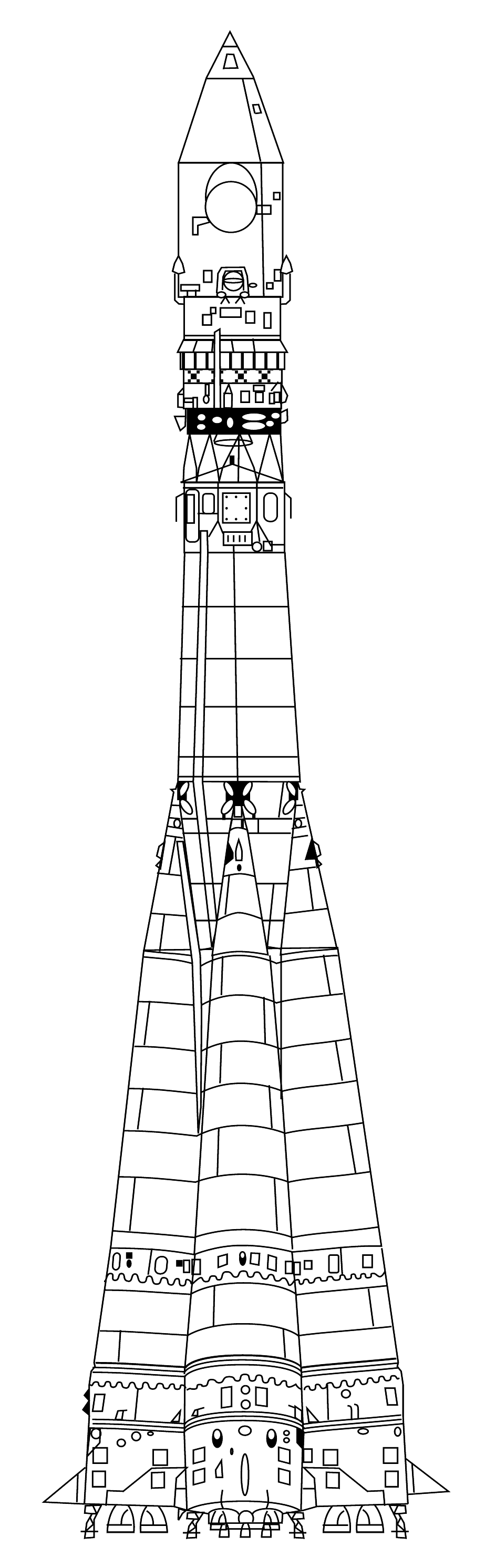 Dibujo del cohete Vostok (4, 730 kg a LEO, figura del Vostok-K)