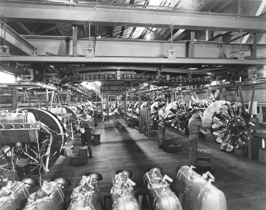 Vultee Valiant engine assembly Downey CA