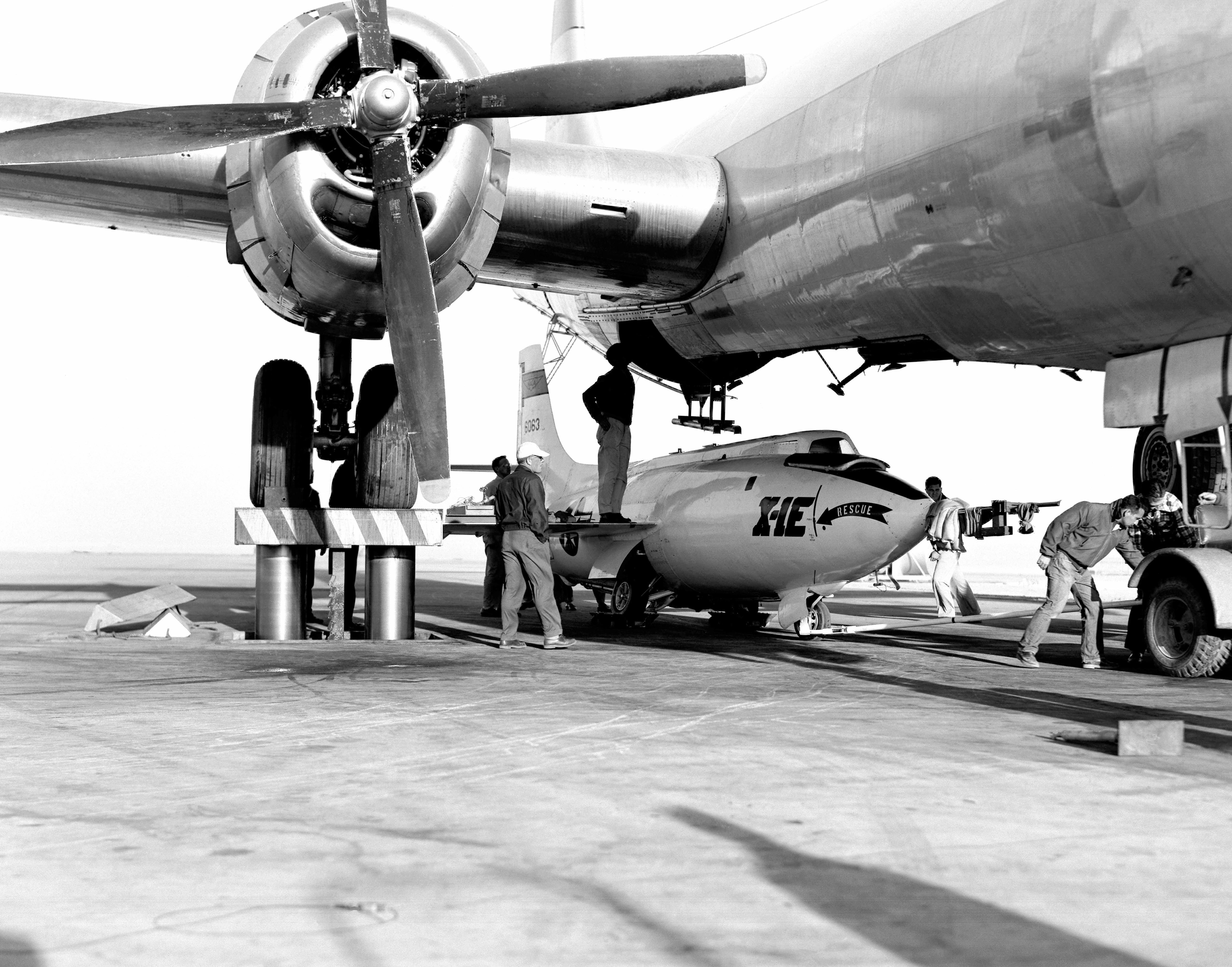 X-1E Loaded in B-29 Mothership on Ramp - GPN-2000