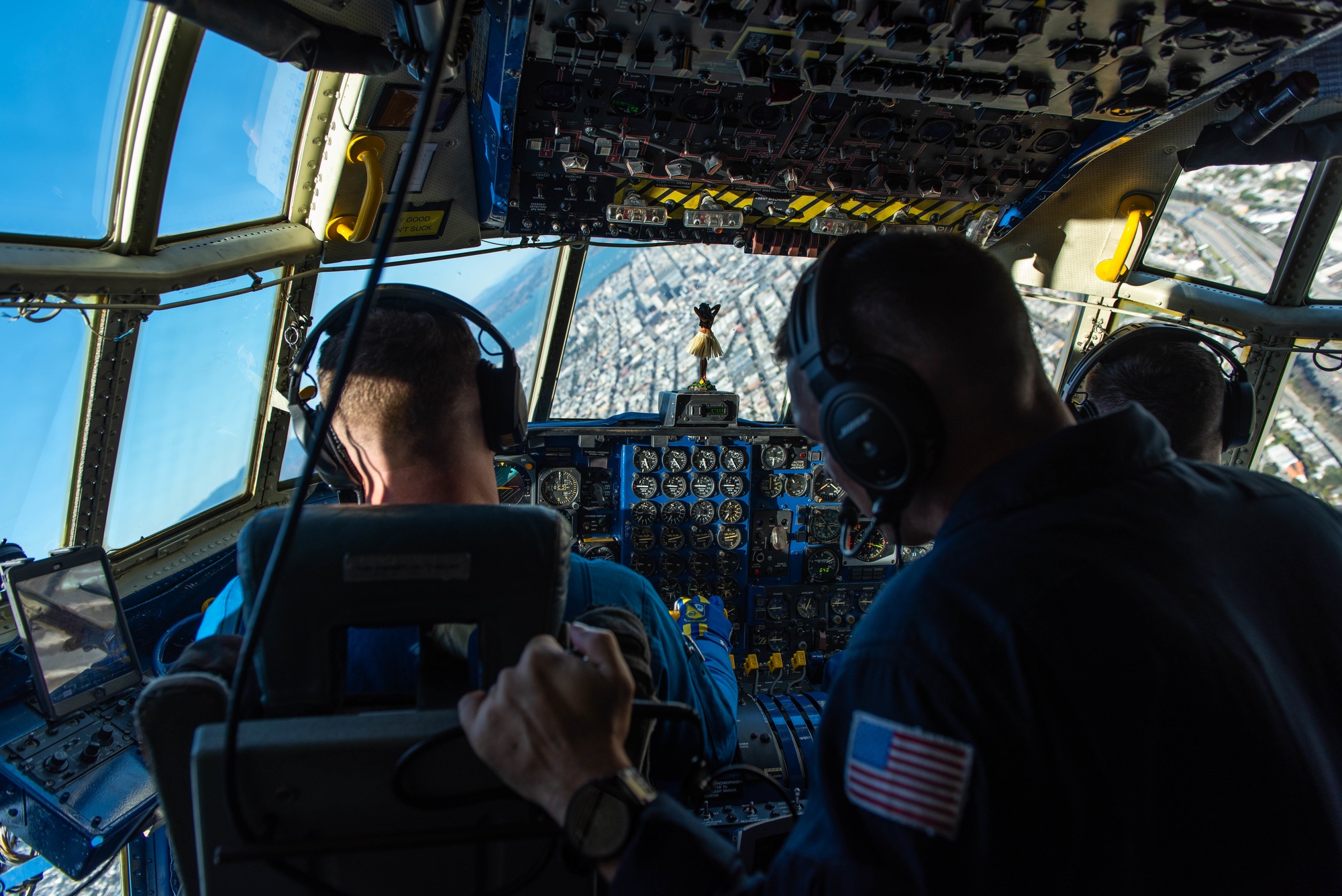 Blue Angels "Fat Albert" C-130 cockpit over San Francisco, Fleet Week 2018