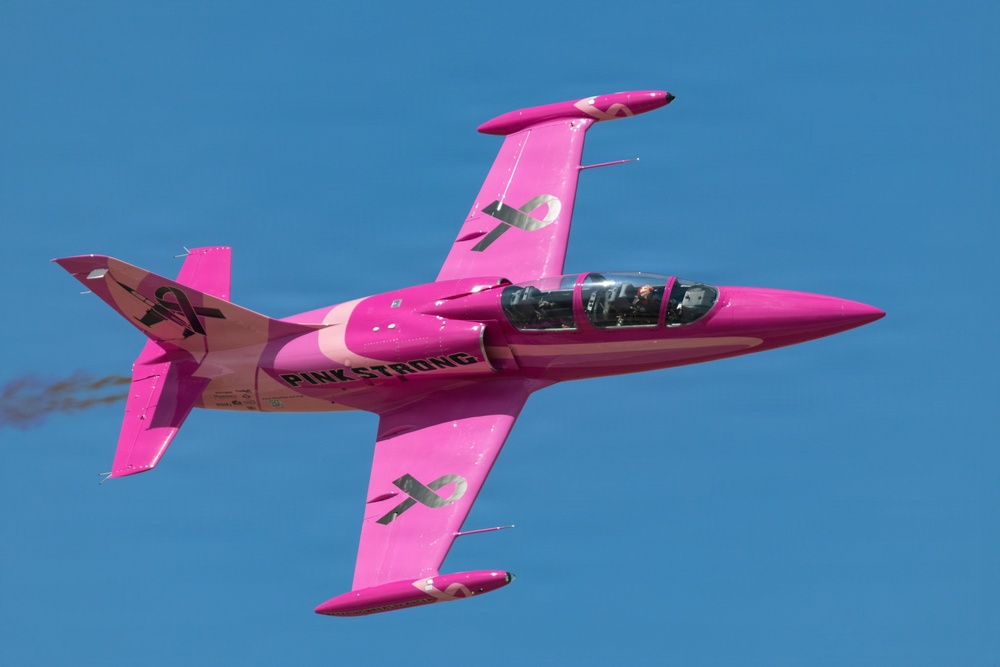 The Pink Jet flies over Luke Air Force Base