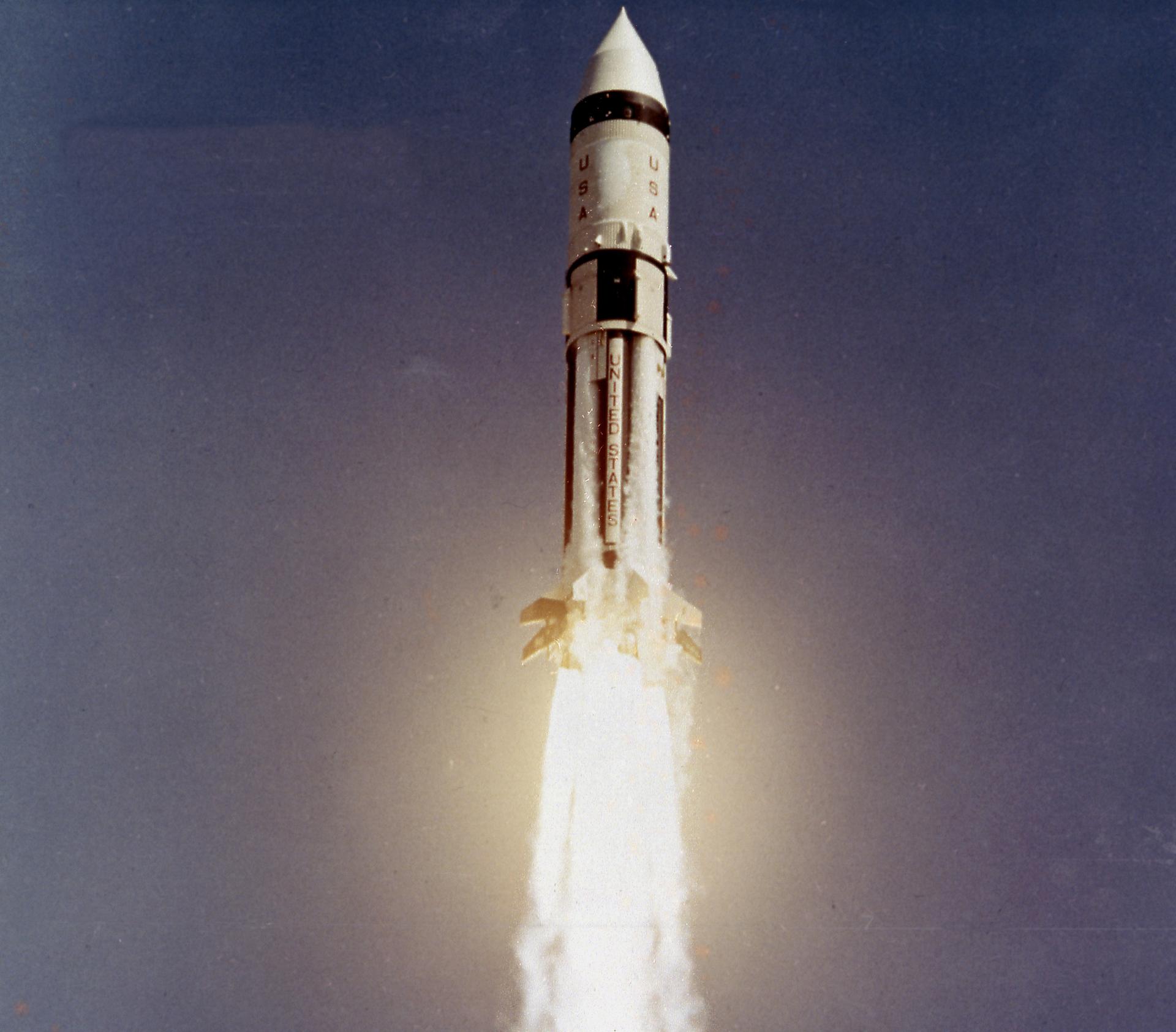 AS-203, the third Saturn IB, lifts off from Cape Canaveral, 5 July 1966