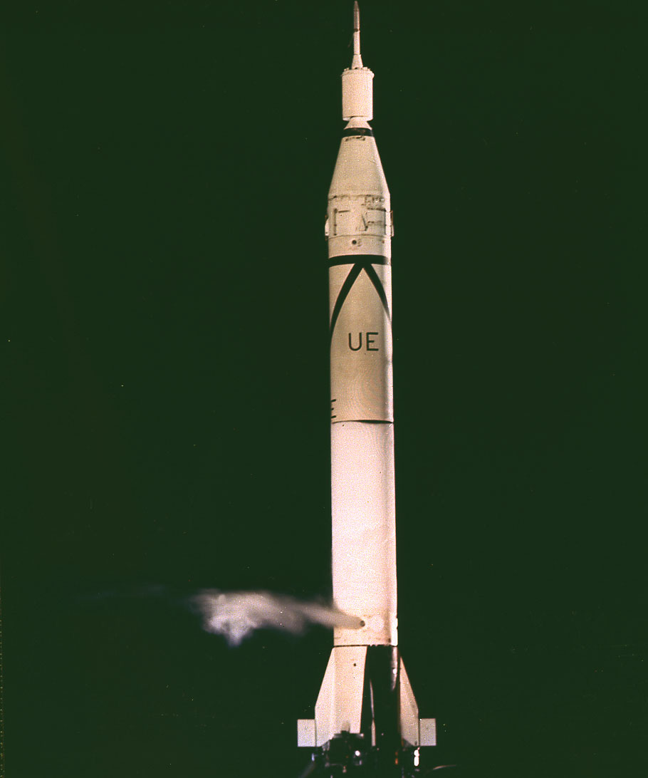 Juno I, a slightly modified Jupiter-C, shortly before the Explorer 1 launch