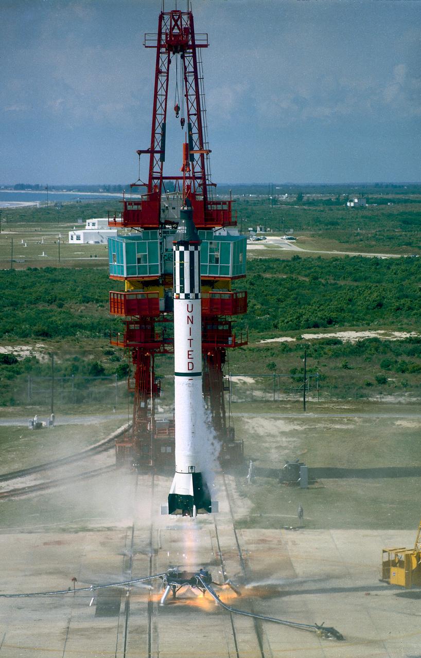 Launch of Mercury-Redstone 3 with Alan Shepard aboard Freedom 7