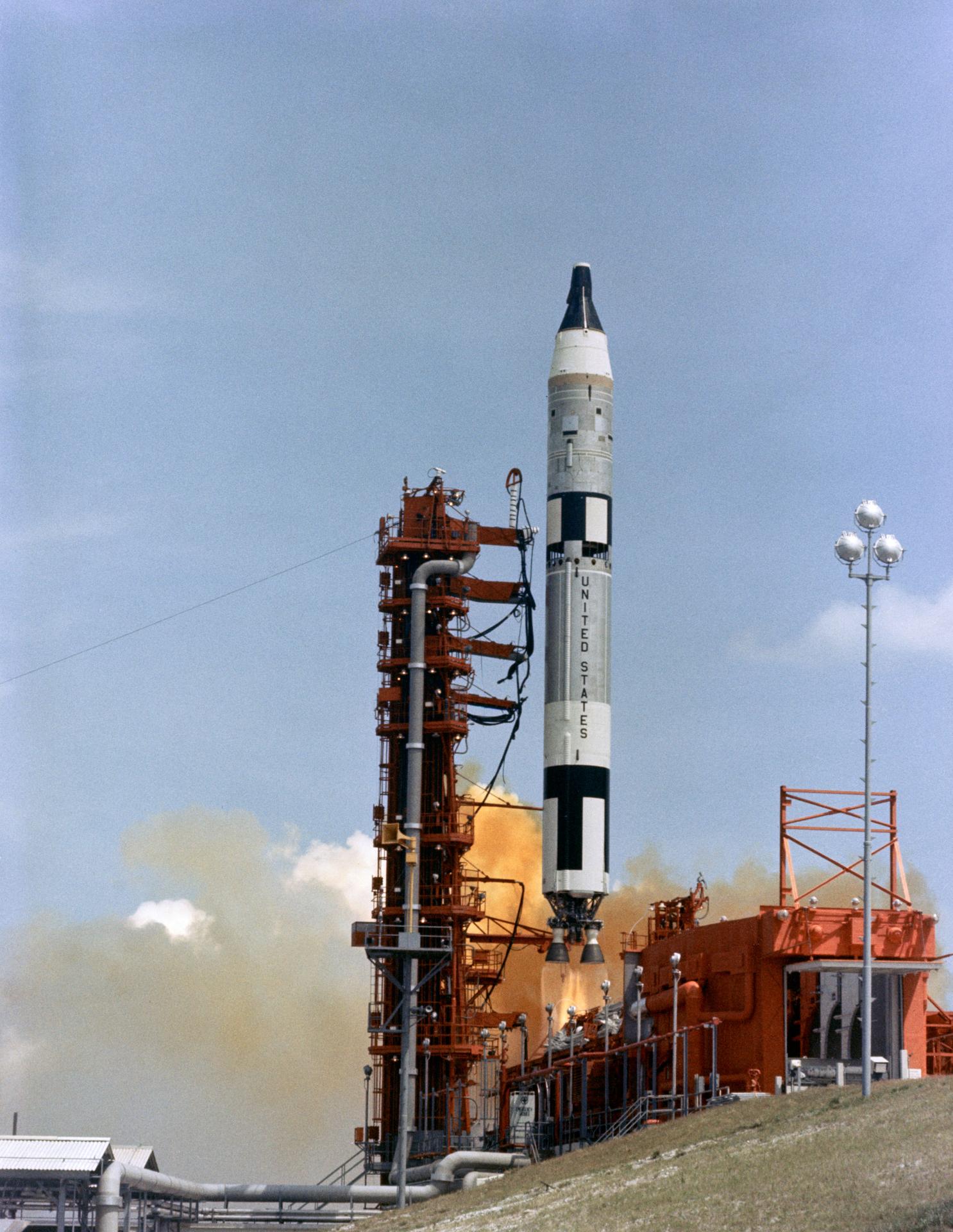 Liftoff of Gemini Titan II launch vehicle No. 1, 8 April 1964