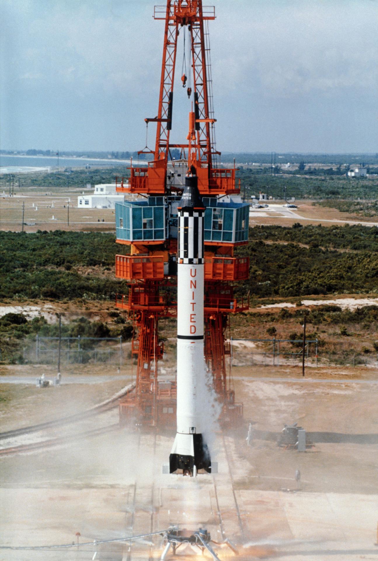 Mercury-Redstone 3 "Freedom 7" lifts off from Cape Canaveral, 5 May 1961