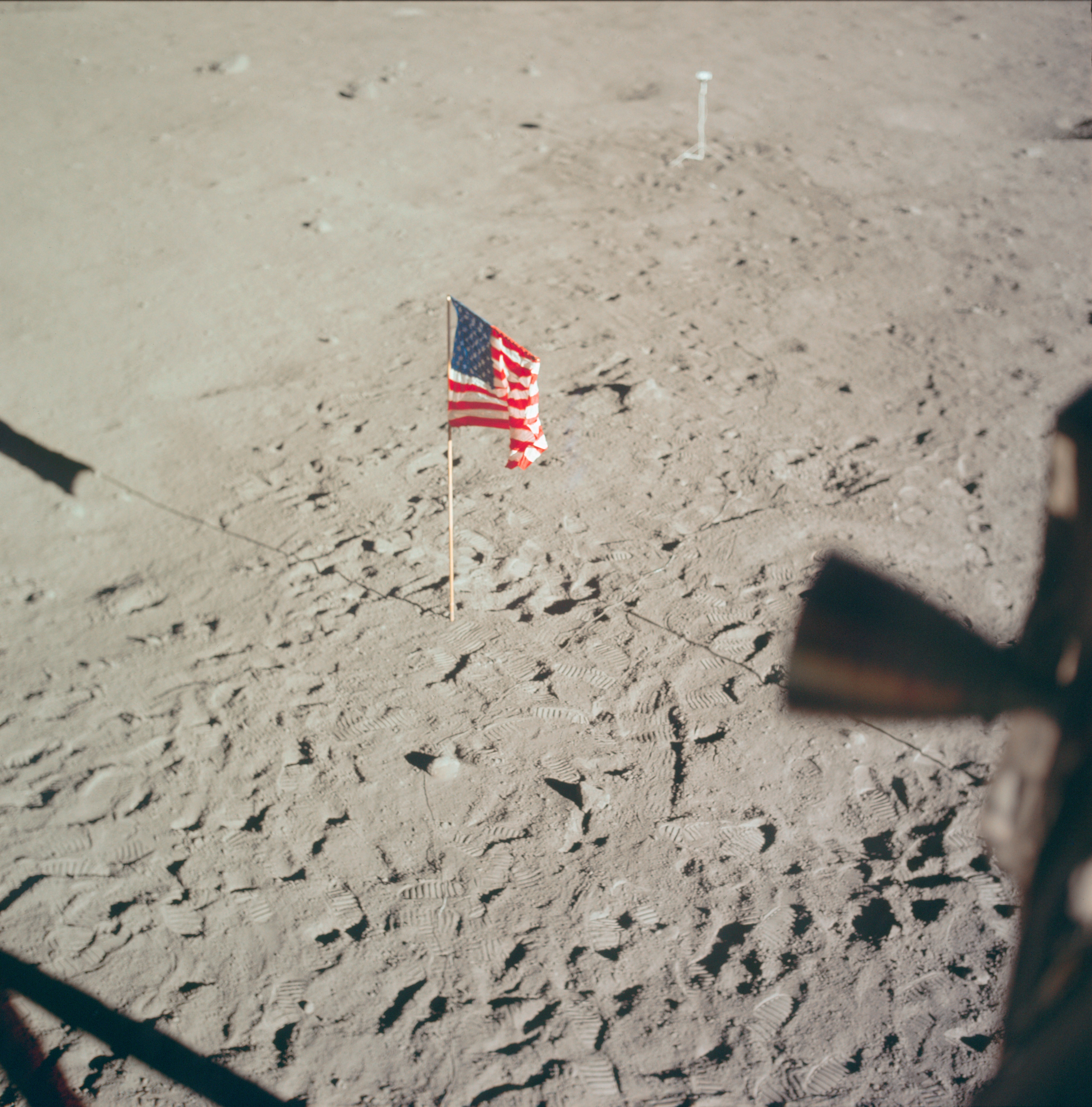 The U S. flag deployed on the lunar surface