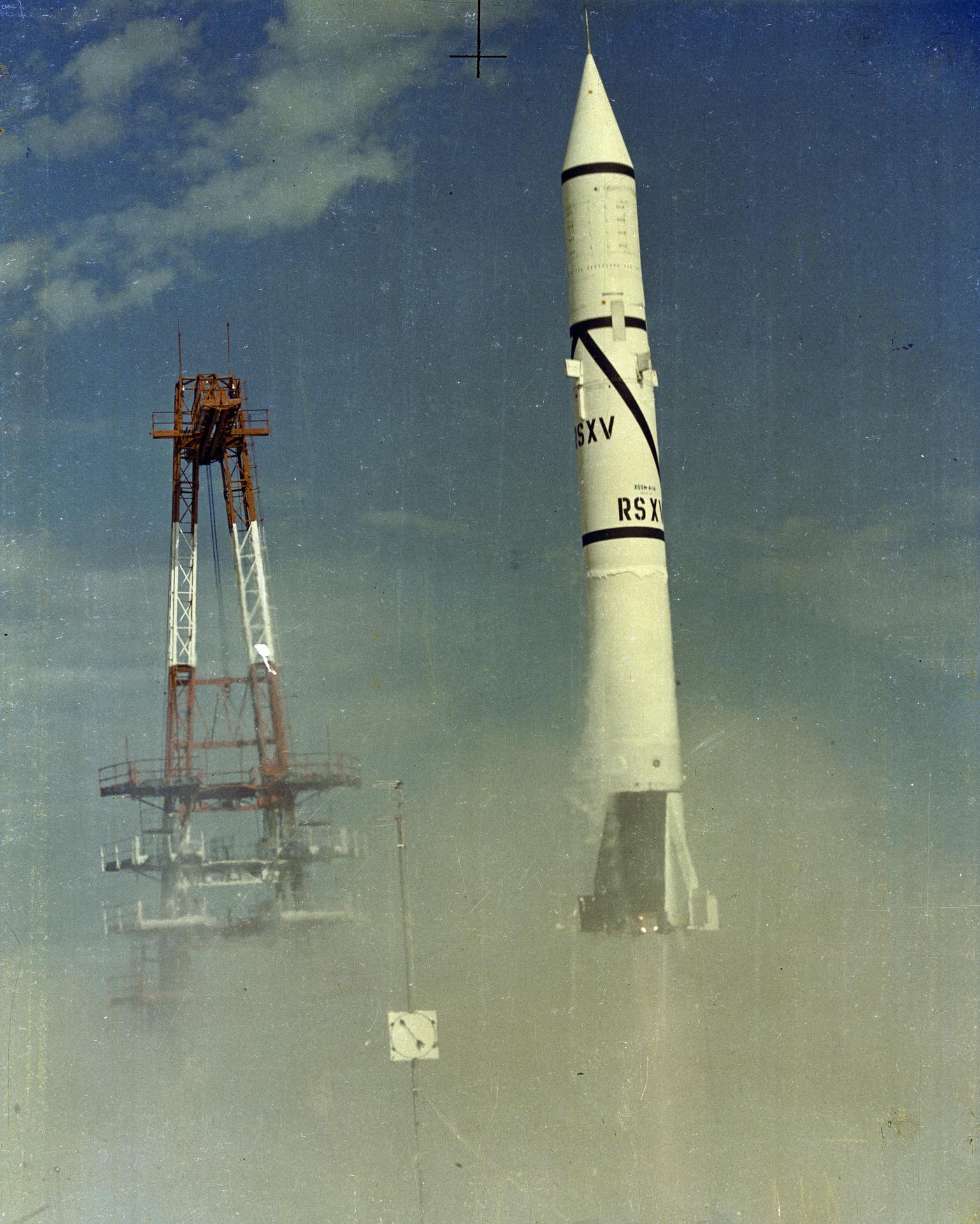 The first Redstone is fired at Cape Canaveral, 20 August 1953