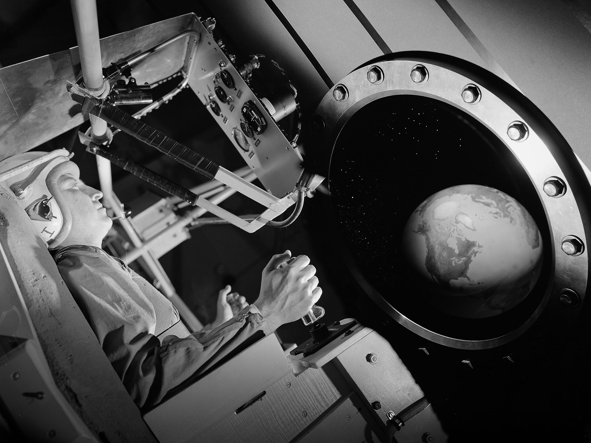 Vista artística del entrenamiento de los astronautas del Mercury (GRC-1959 C-51943)