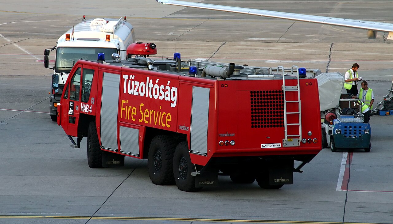 Rosenbauer Panther airport crash tender of the Budapest airport fire service.