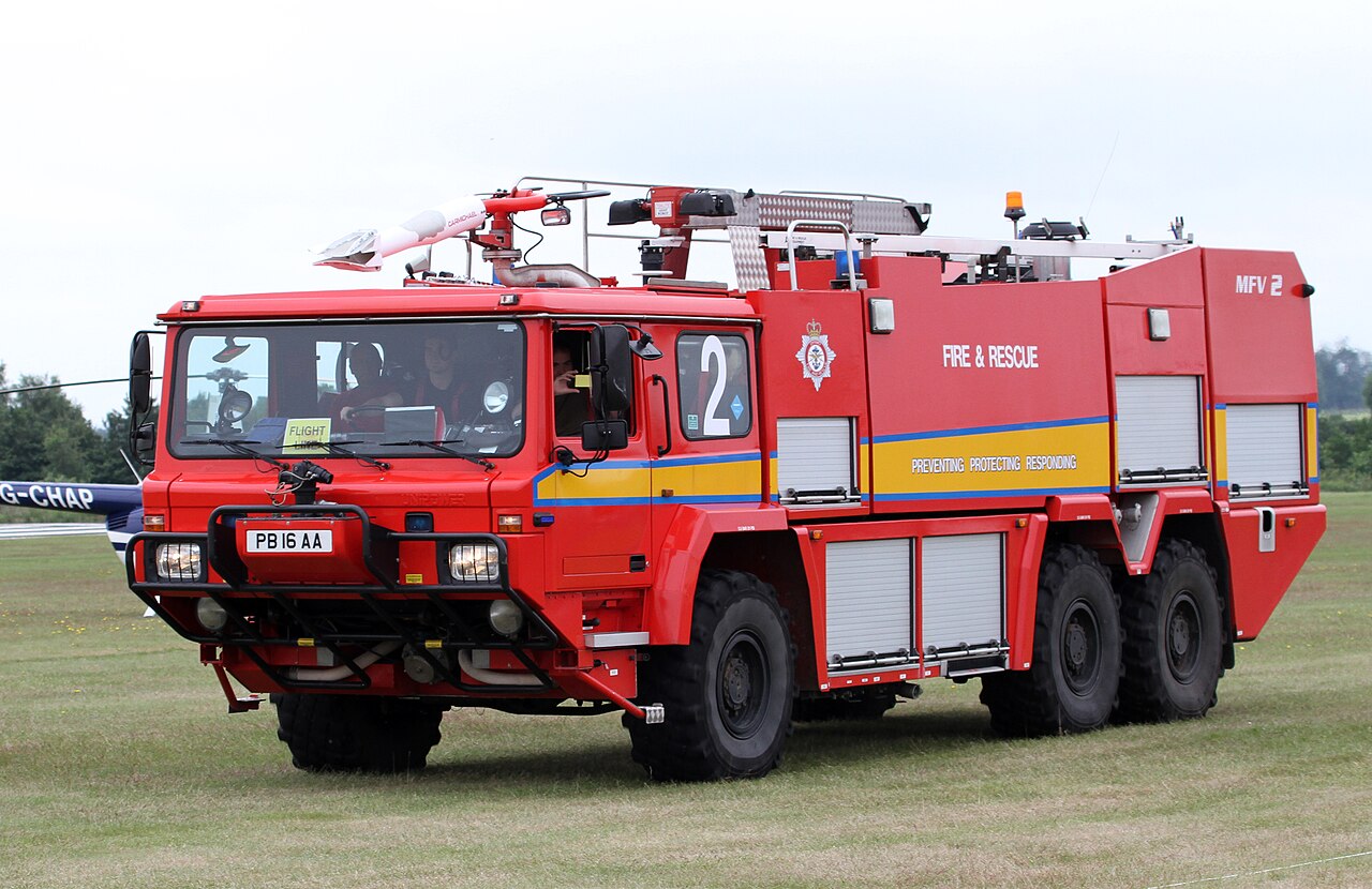 Airfield fire engine of an aerodrome rescue and firefighting service.