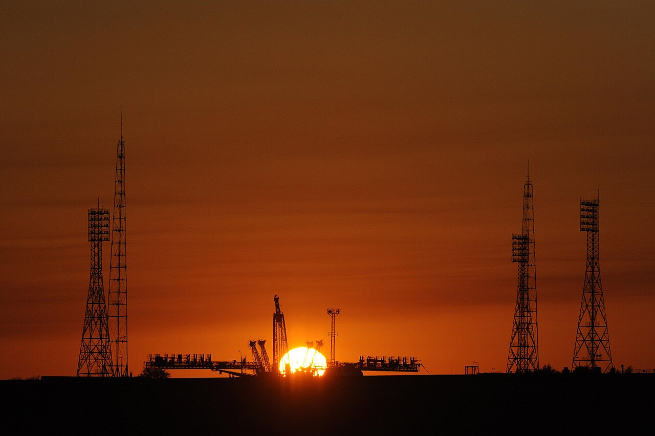 The Gagarin's Start launch pad at the Baikonur Cosmodrome, empty ahead of a launch.
