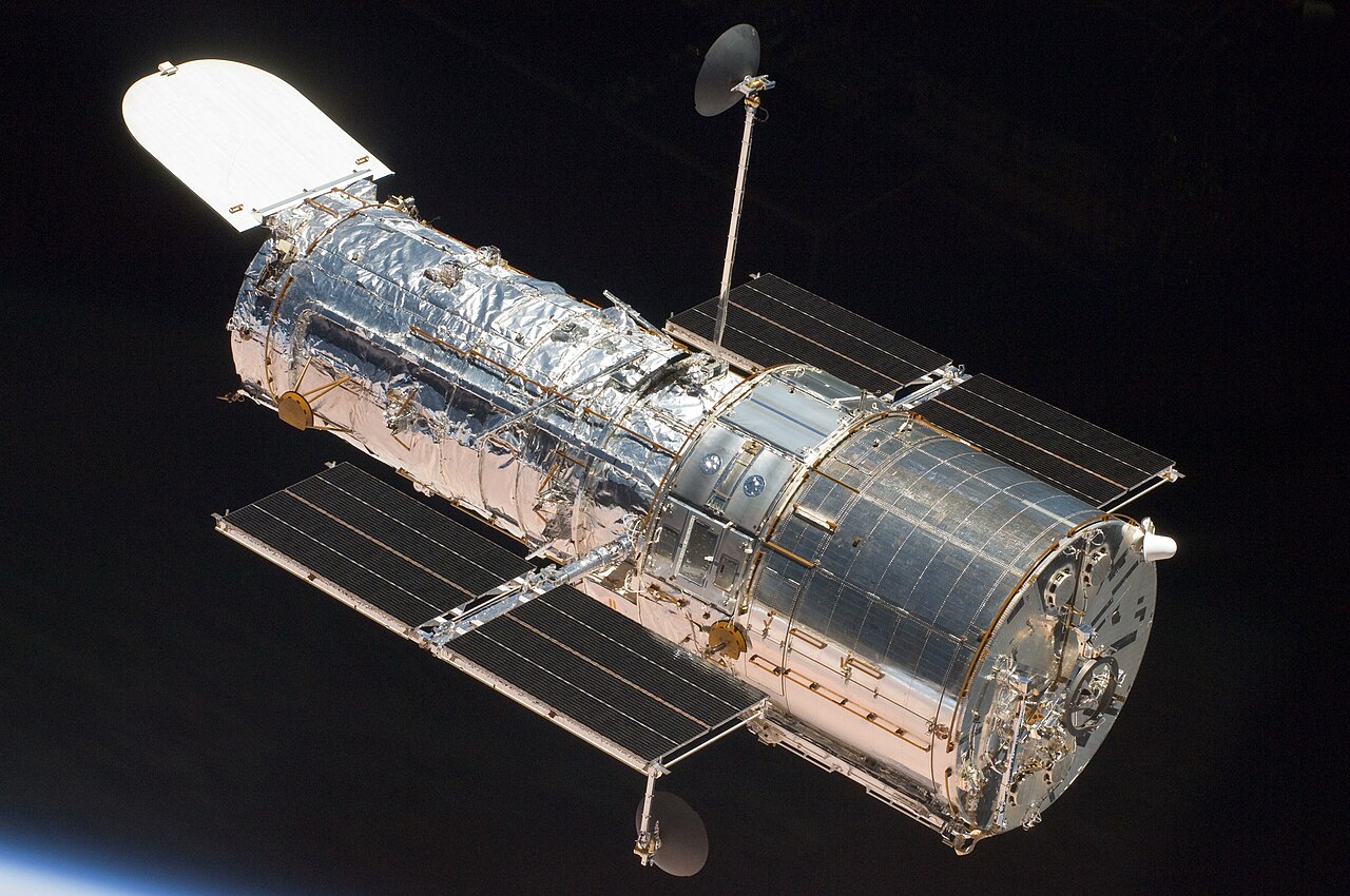 The Hubble Space Telescope in orbit, photographed from Space Shuttle Atlantis.