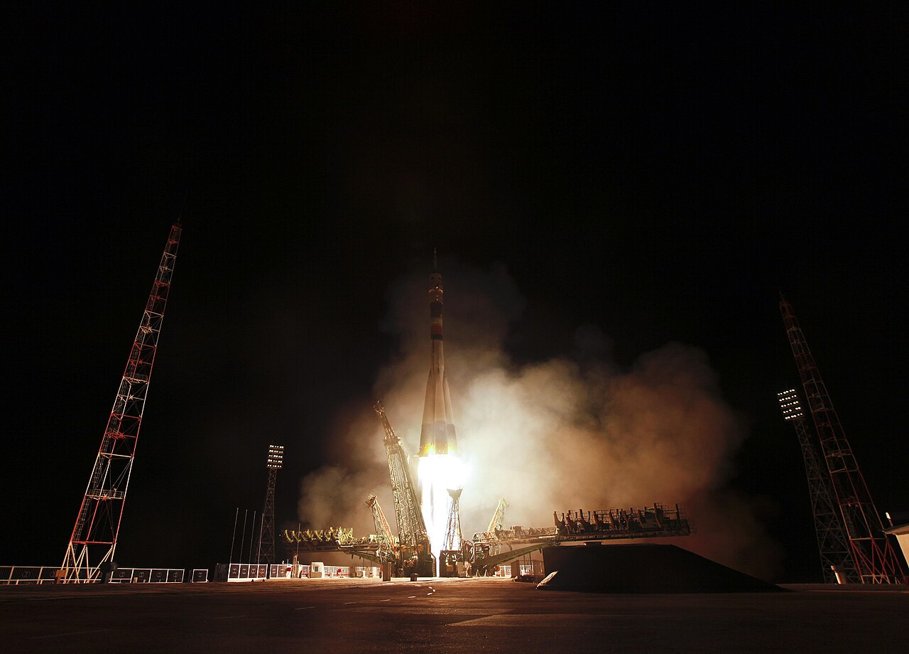 A Soyuz rocket lifts off from the Baikonur Cosmodrome with the Soyuz TMA-21 spacecraft.
