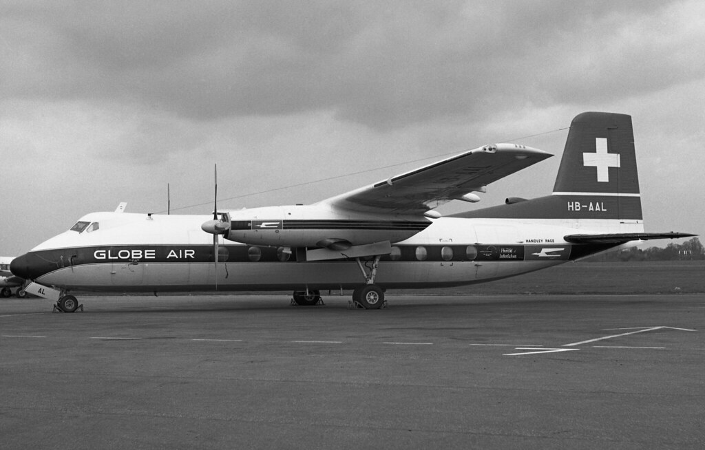 Handley Page HPR 7 Dart Herald 210 HB AAL, Globe Air, Southend, UK, 31 Mar 1966